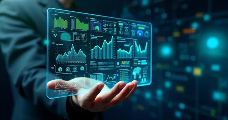 Panel digital mostrando gráficos e indicadores de auditoría en sistemas IoT con fondo tecnológico