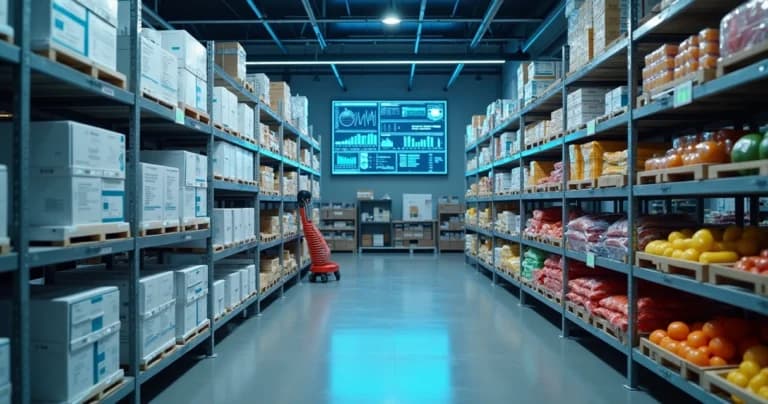 Cold chamber with different products monitored by IoT sensors