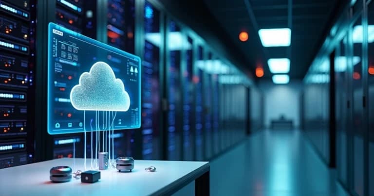 Servidor en nube realizando backup automatizado de datos IoT interconectados