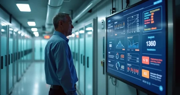 Gestor supervisa panel de monitoreo automatizado con alertas de riesgo en cámaras frías