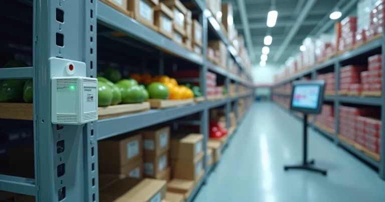Wireless sensors monitoring temperature in refrigerated perishable food storage