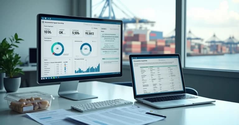 Panel automatizado generando reporte de exportación de alimentos refrigerados